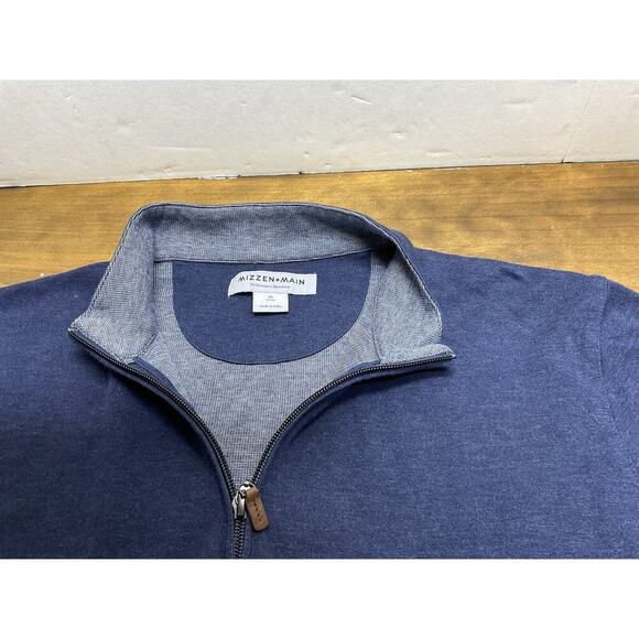 Mizzen + Main Sweater Mens XL Trim Blue 1/4 Zip Pullover Performance Golf - Picture 3 of 8